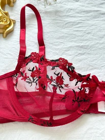 Classic Sexy Floral Embroidery Mesh Underwire Lingerie Set Sexy