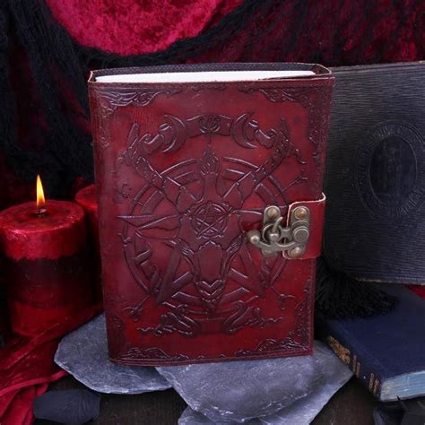 Lockable Red Leather Baphomet Embossed Journal Gothic Ts