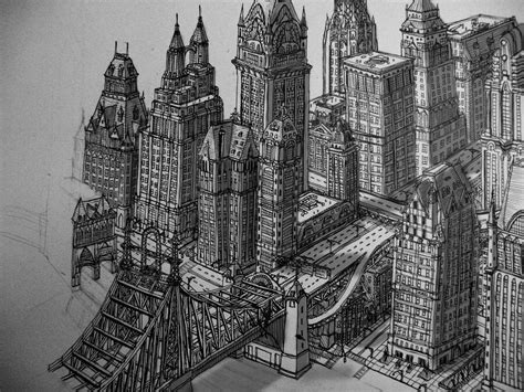 Gotham Sketch City Art Imagens Inspiradoras Arquitetura