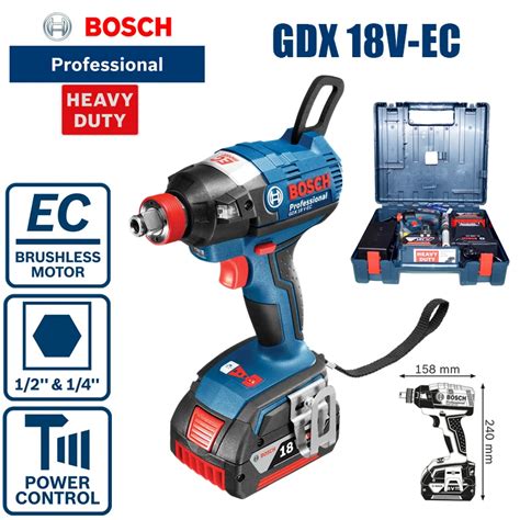 Bosch Gdx Destornillador De Bater A De Litio Sin Escobillas Taladro De