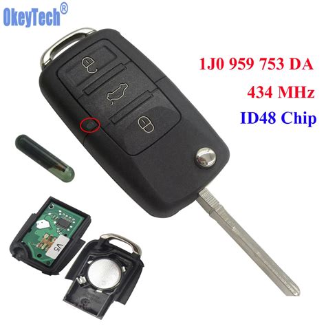 OkeyTech 3 Button 434 MHZ Car Remote Control Completed Flip Key Fob