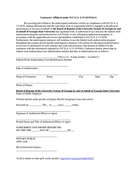 Fillable Online Get The Contractor Affidavit Georgia Department Of