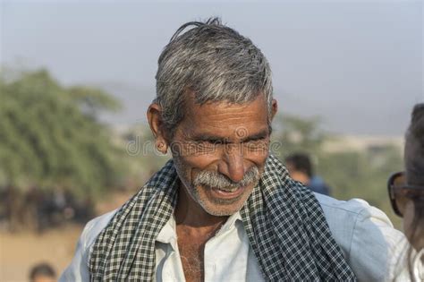 Indian Man In The Desert Thar During Pushkar Camel Mela Near Holy City