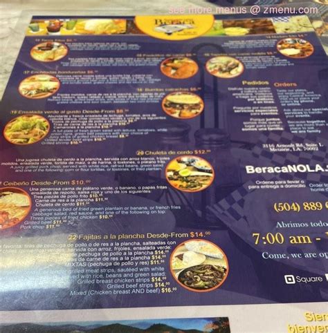 Menu At Beraca Restaurant Metairie