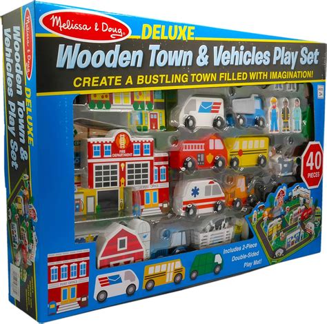 Deluxe Wooden Town And Vehicles Play Set Toys And Games