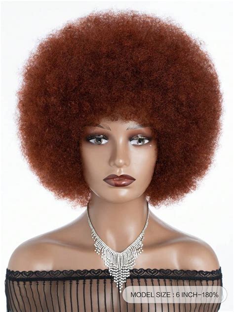 Perucas Afro Cabelo Humano Castanho Avermelhado Afro Kinky Curly Wigf