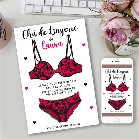 Convite Digital Ch De Lingerie Vermelho Elo