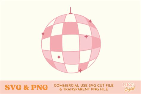 Pink Disco Ball Groovy Retro SVG PNG Graphic By Bykirstcodigital