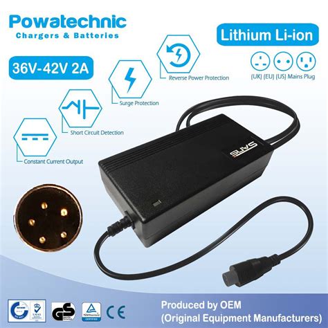 42V 2A Metal 5 Pin Li Ion Charger For 36V Joycube Phylion Battery