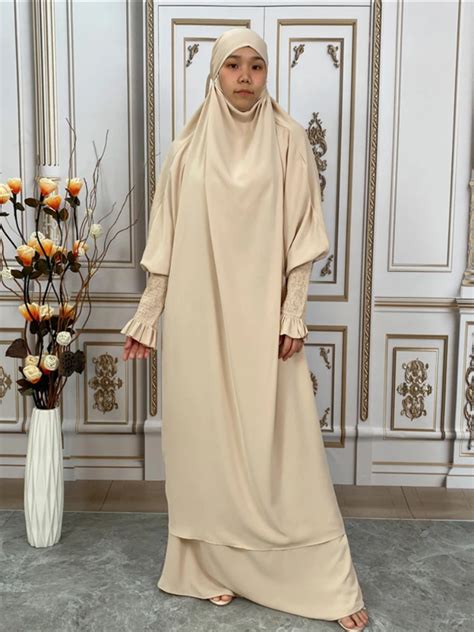 Piece Jilbab Long Khimar Abaya Set Muslim Women Prayer Garment Dubai