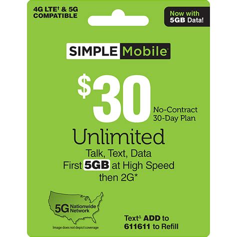 Simple Mobile Unlimited Talk Text And Data First Gb At High