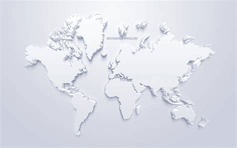 Download High Resolution All White World Map Wallpaper