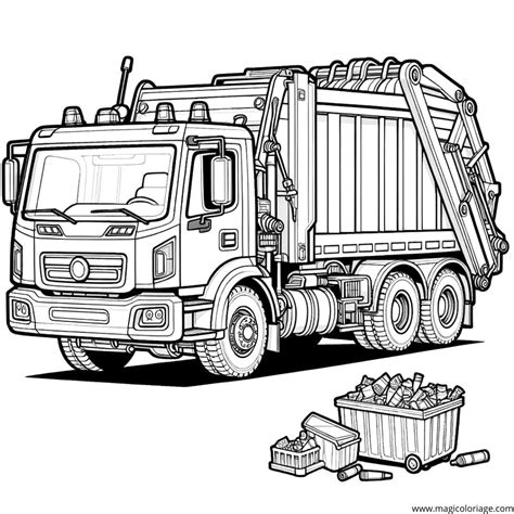 Coloriage Camion Poubelle De Ramassage En Ville Dessin Gratuit