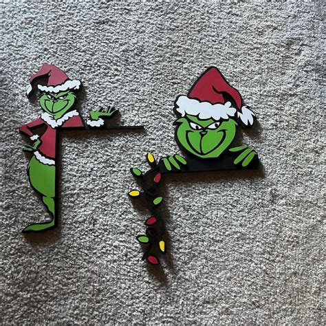 Grinch Christmas Door Corners 3 D Season Door Topper Holiday Decor Handcrafted Wood Sign On