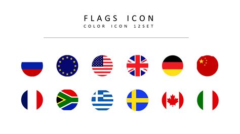 12 Banderas Iconos Vectorialesdiagrama