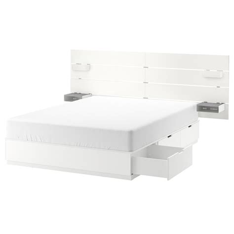 Nordli Bed With Headboard And Storage White Queen Ikea