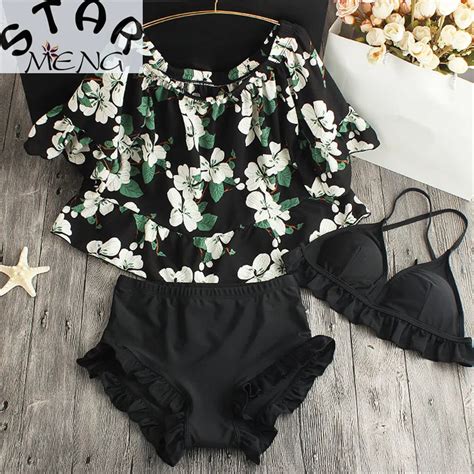 2017 Hot Sale Staerk Girl Sakura Sexy Ruffle Sleeve Belt Poem Small Shirt Cute Swimwear Bikinis