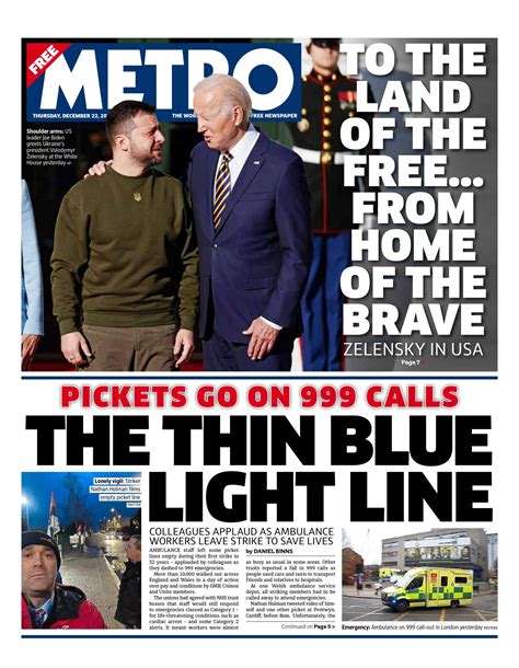 Metro Front Page 22nd Of December 2022 Tomorrows Papers Today