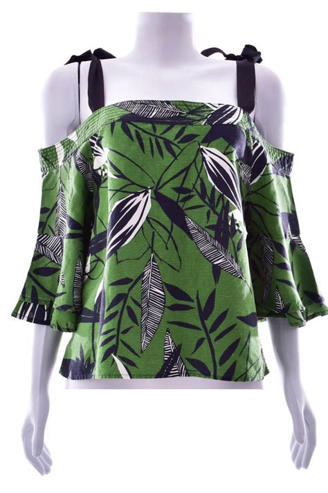 Shoulder Blusa Verde Estampada Troc