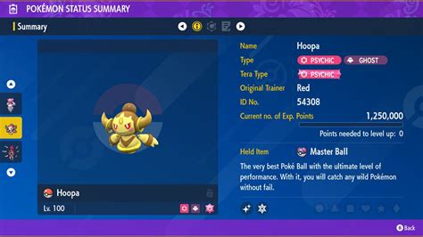 Pokémon Scarlet and Violet Rare Shiny Hoopa 6IV Level 100