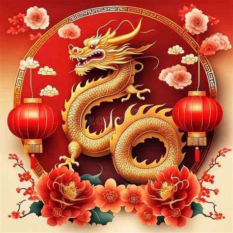 Happy Chinese New Year Year Of The Golden Dragon Stock Photo