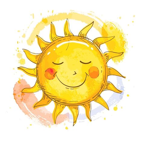 Sol Sonriente Personaje De Dibujos Animados Expresi N Alegre Fondo De