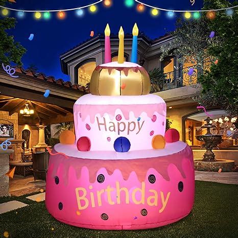 Amazon DomKom New 5 5FT Large Inflatables Birthday Cake Outdoor