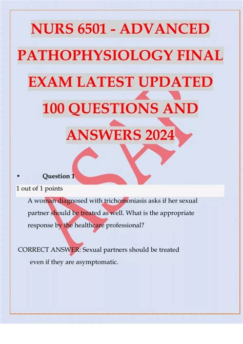 Nurs Advanced Pathophysiology Final Exam Questions With