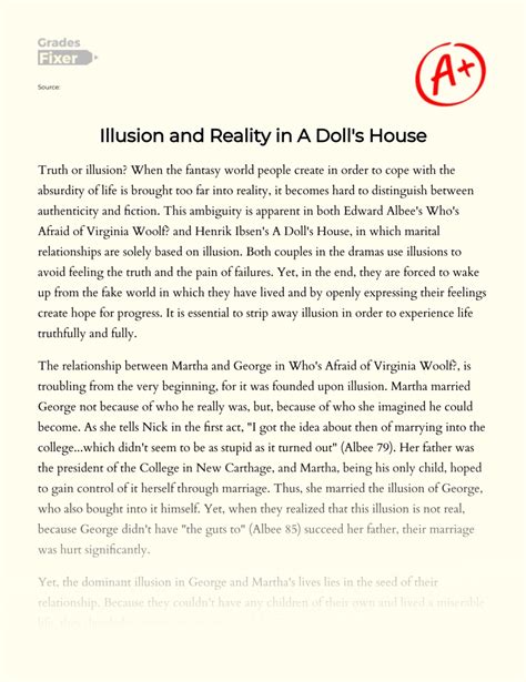 Illusion And Reality In A Doll S House Essay Example 1948 Words