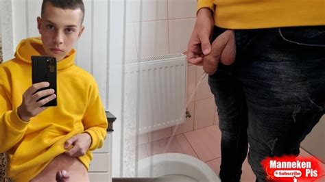 Guy Long Pisses In A Public Toilet And Takes A Selfie Gay Pissing Porn Feat Manneken Pis