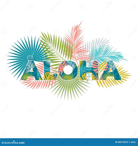 Aloha Гавайские островы Aloha дизайн футболки Иллюстрация вектора ...