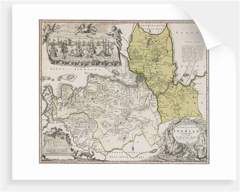 Map of Ingria with View of Saint Petersburg posters & prints by Johann ...