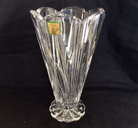 Marquis By Waterford Crystal 8 Footed Vase With Scalloped Rim Made In