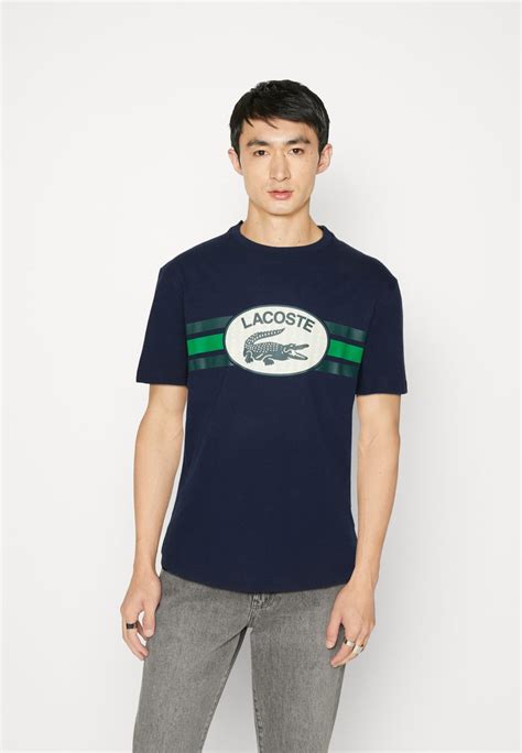 Lacoste T Shirt Print Navy Blue Dunkelblau Zalando At