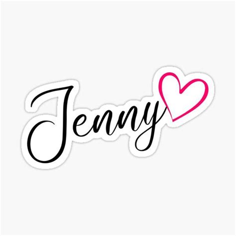 Jenny Name Calligraphy Pink Heart Sticker For Sale By Xsylx Names Lettering Name Tattoos