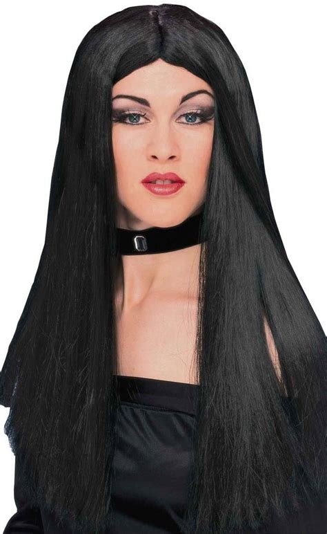 Long Straight Morticia Costume Wig Womens Cher Black Costume Wig