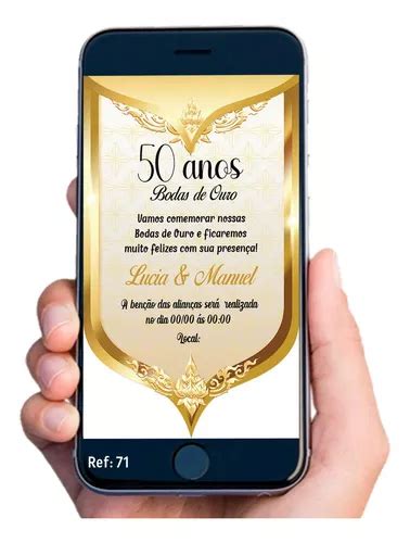 Convite Digital Bodas De Ouro Casamento Arte Parcelamento Sem Juros