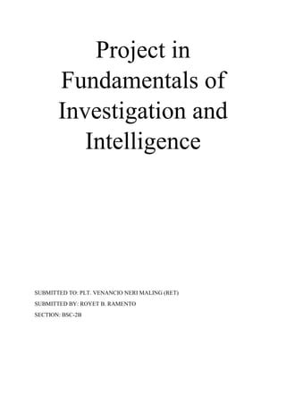 Project Assignment in Fundamentals of Investigation and Intelligence.docx