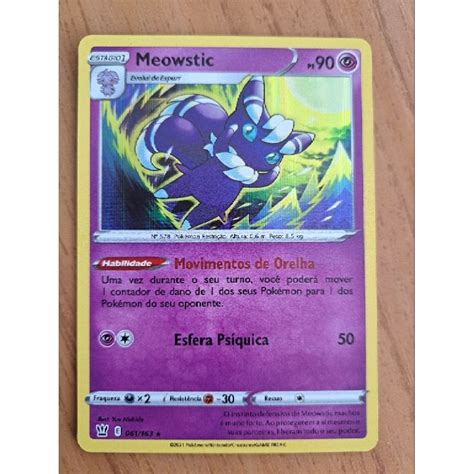 Card Pokémon Meowstic Foil Original e Nova Shopee Brasil