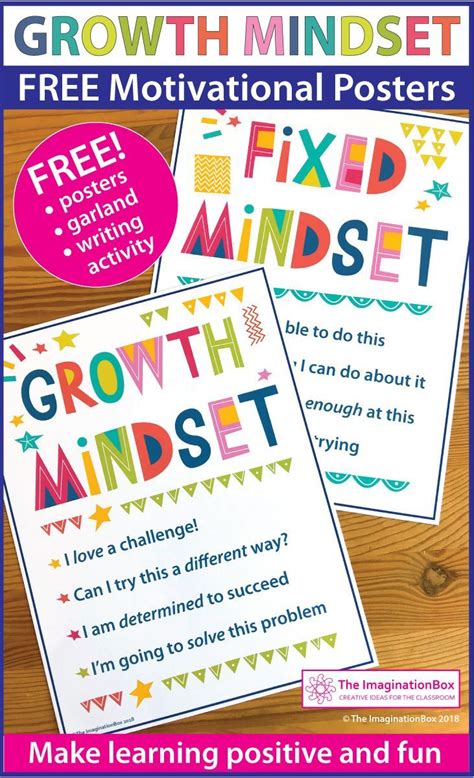 Use These Fun Colorful Free Printable Growth Mindset Posters And Activities To Create An