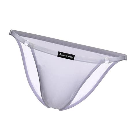Mens Ice Silk Low Rise Briefs Underwear String Bikini Adjustable White Fruugo UK