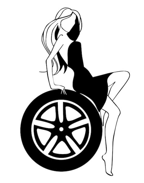 Uma Mulher Pin Up Senta Se Ao Volante De Um Carro Ilustra O Em Vetor