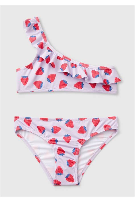 United Colors Of Benetton K Z Ocuk Lila Mix Tamam Desenli G S F Rf Rl Tek Omuzlu Bikini