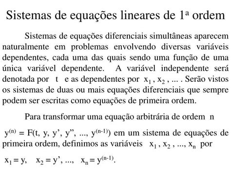 Ppt Sistemas De Equa Es Lineares De A Ordem Powerpoint