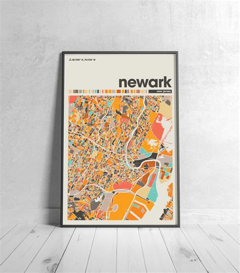 Newark Colorful Map, City of Newark Map, Newark Minimalist Map, Newark ...