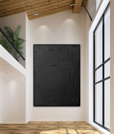 Black Large Wall Decor, Black Textured Wall Art, Plaster Art ...