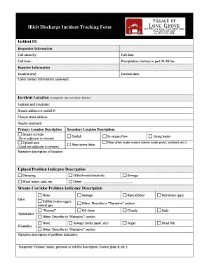 Fillable Online Illicit Discharge Incident Tracking Form Pdf The