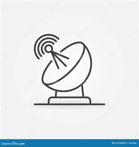 Parabolic Satellite Antenna Vector Concept Outline Icon Stock Vector