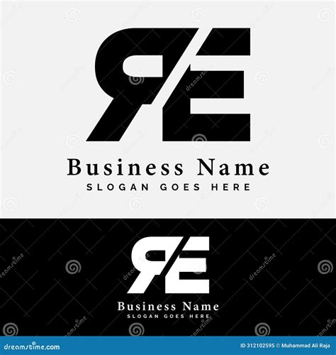 R E Re Letter Logo Design Alphabet Re Initial Logo Vector