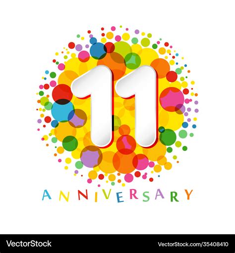 11 Years Anniversary Paper Colorful Logo Vector Image